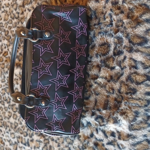LuxDeVille purple stars satchel style purse. Never been used - Picture 2 of 12